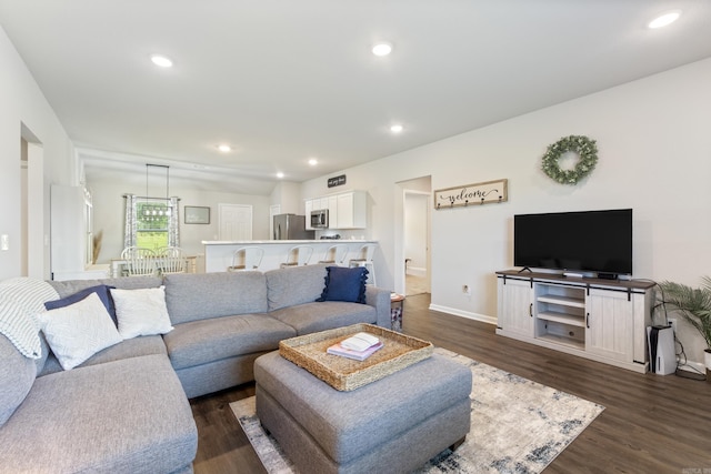 1040 Gallery Dr, Conway, AR 72032 - living room featuring dark wood-type flooring and recessed lighting