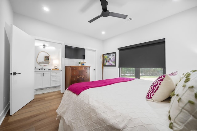 1113 Twin Points Rd, Hot Springs, AR 71913 - bedroom featuring wood finished floors, recessed lighting, and a ceiling fan