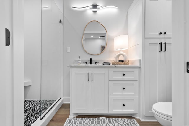 1113 Twin Points Rd, Hot Springs, AR 71913 - bathroom featuring wood finished floors, vanity, and a stall shower