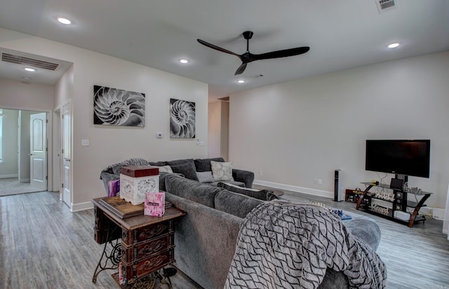 226 Shamsie Ln, White Hall, AR 71602 - living room featuring ceiling fan, wood finished floors, and recessed lighting