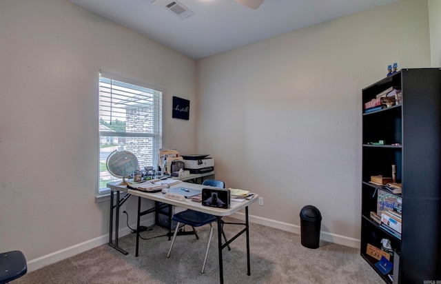226 Shamsie Ln, White Hall, AR 71602 - carpeted home office featuring baseboards and ceiling fan