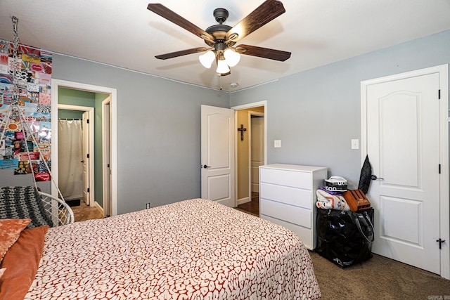 506 Scarlet Oaks Cv, Benton, AR 72019 - bedroom with dark carpet and a ceiling fan
