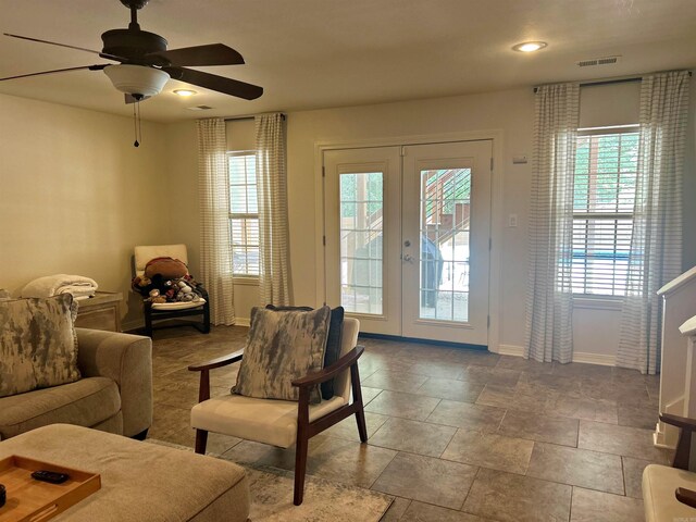 3 Timber Ridge Cir, Arkadelphia, AR 71923 - living room with french doors and ceiling fan