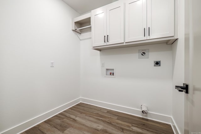 60 Estrella Way, Hot Springs Village, AR 71909 - laundry area with hookup for an electric dryer, cabinet space, dark wood-style flooring, and washer hookup
