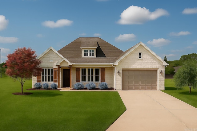 17 Cobble Hill Rd, Little Rock, AR 72211 - view of front of property with a front yard, concrete driveway, brick siding, and a garage