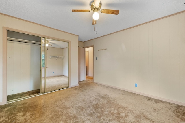 7025 Windsong, North Little Rock, AR 72113 - unfurnished bedroom with carpet flooring, crown molding, a closet, and ceiling fan
