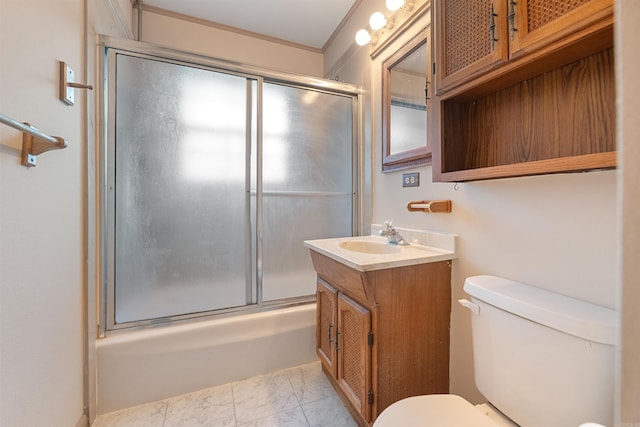 7025 Windsong, North Little Rock, AR 72113 - full bath featuring vanity, marble look tiles, and combined bath / shower with glass door