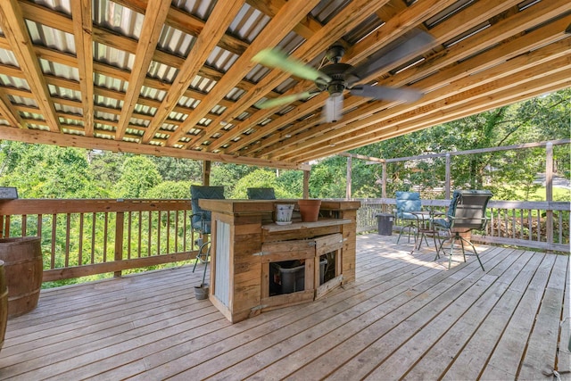 7025 Windsong, North Little Rock, AR 72113 - deck with outdoor dining area and a ceiling fan