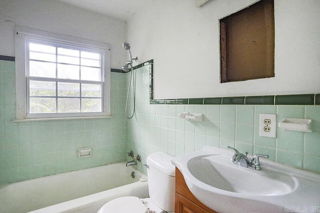 1810 N Mississippi, Little Rock, AR 72227 - full bathroom with vanity, tub / shower combination, and tile walls