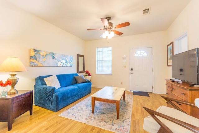 4624 W 29th St, Little Rock, AR 72204 - living room with light wood finished floors and ceiling fan