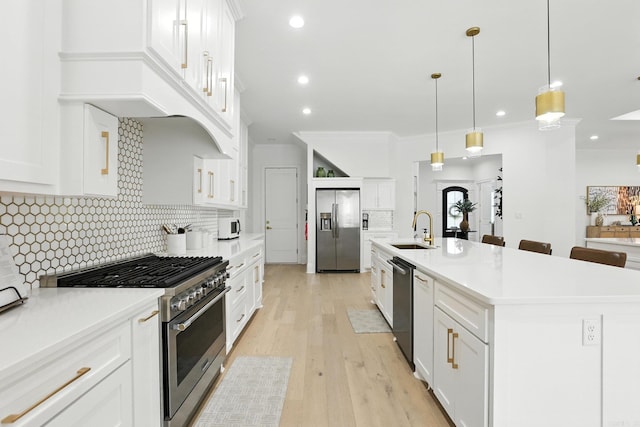 153 Caurel Cir, Little Rock, AR 72223 - kitchen featuring stainless steel appliances, tasteful backsplash, white cabinets, light countertops, and recessed lighting