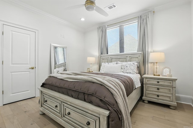 153 Caurel Cir, Little Rock, AR 72223 - bedroom with ornamental molding, light wood-style flooring, multiple windows, recessed lighting, and a ceiling fan