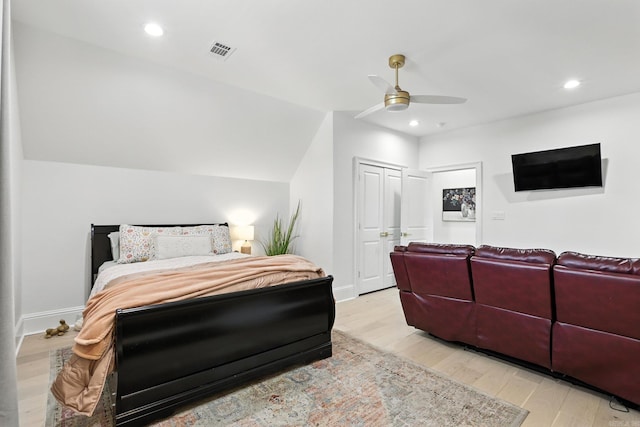 153 Caurel Cir, Little Rock, AR 72223 - bedroom with wood finished floors, recessed lighting, and a ceiling fan