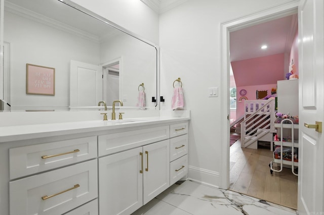 153 Caurel Cir, Little Rock, AR 72223 - bathroom with crown molding and vanity