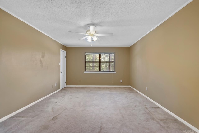 12605 Janelle Ct, Little Rock, AR 72205 - spare room with ceiling fan, crown molding, a textured ceiling, and carpet flooring