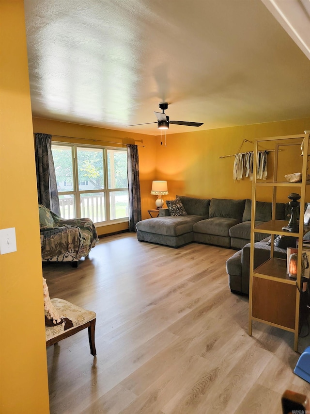 1209 Cole Ave, Mena, AR 71953 - living area featuring a ceiling fan and wood finished floors