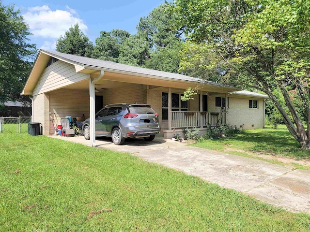 1209 Cole Ave, Mena, AR 71953 - ranch-style house with a carport, driveway, covered porch, and brick siding