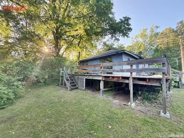 6430 Park Ave, Hot Springs, AR 71901 - rear view of house with a deck, stairway, and a yard