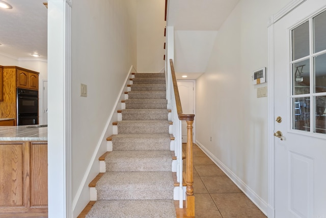 930 Enderlin, Conway, AR 72034 - staircase featuring tile patterned flooring and recessed lighting