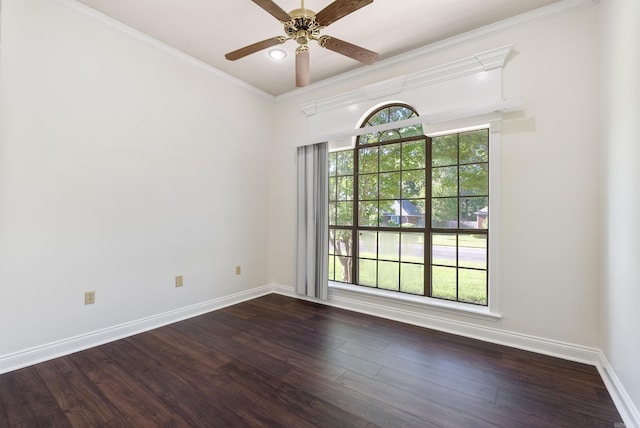 930 Enderlin, Conway, AR 72034 - spare room with dark wood-style flooring, crown molding, and ceiling fan