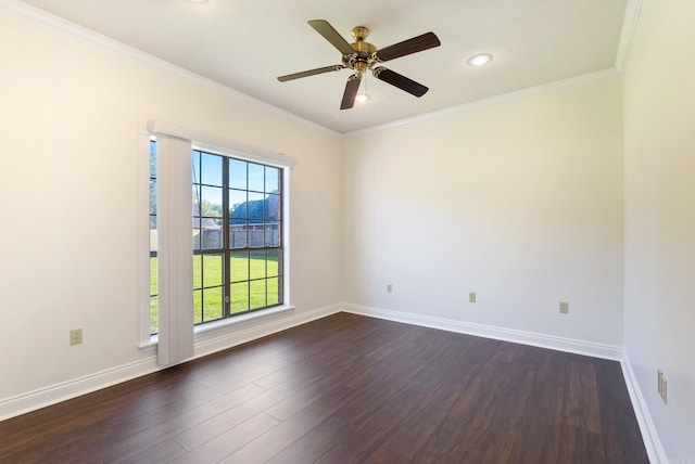 930 Enderlin, Conway, AR 72034 - unfurnished room featuring dark wood finished floors, ceiling fan, crown molding, and recessed lighting