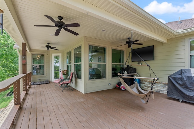 13518 Pikes Peak Pl, Rogers, AR 72756 - wooden deck featuring ceiling fan