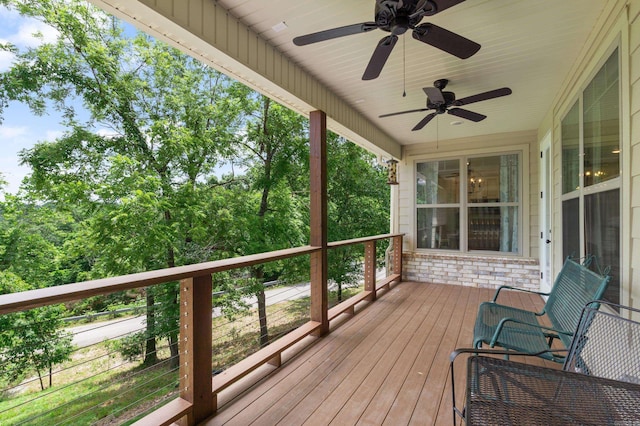 13518 Pikes Peak Pl, Rogers, AR 72756 - wooden terrace with ceiling fan