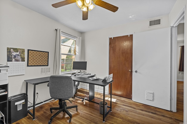 4005 W Berkley Dr, North Little Rock, AR 72118 - home office with a ceiling fan and wood finished floors