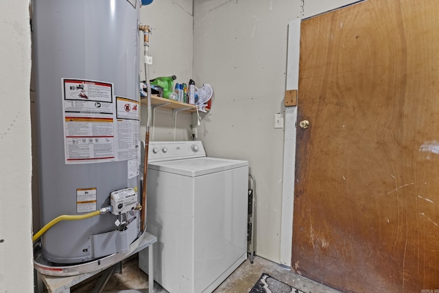 4005 W Berkley Dr, North Little Rock, AR 72118 - washroom with water heater and washer / dryer