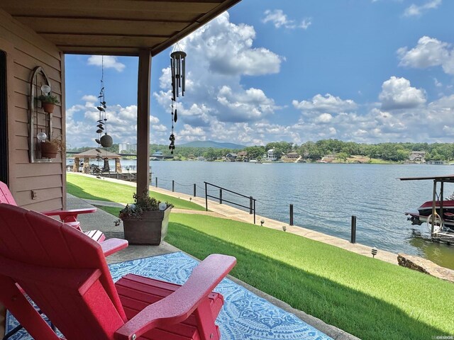310 Kleinshore Rd Unit C-1, Hot Springs, AR 71913 - view of patio / terrace featuring a water view and a boat dock