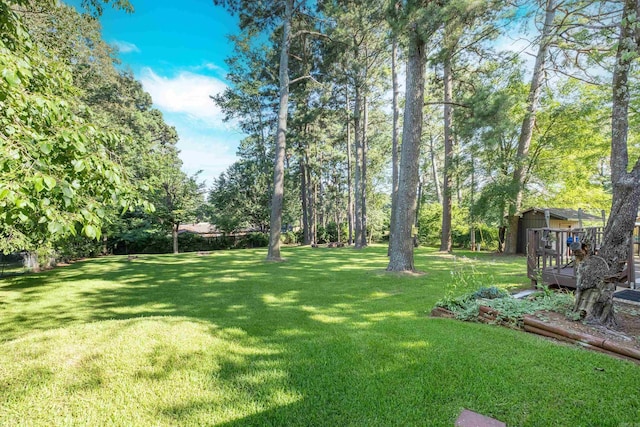 4203 Glenda Ln, Benton, AR 72019 - view of grassy yard featuring a wooden deck