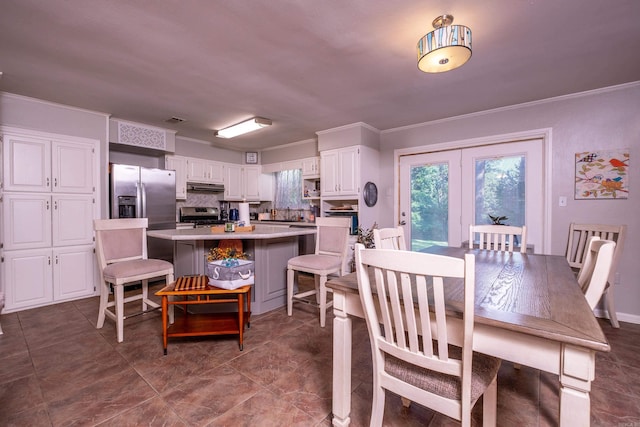 4203 Glenda Ln, Benton, AR 72019 - dining room with crown molding and french doors