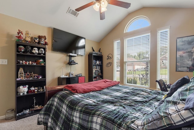 2104 Magna Carta Ln, Bryant, AR 72022 - carpeted bedroom featuring vaulted ceiling and ceiling fan
