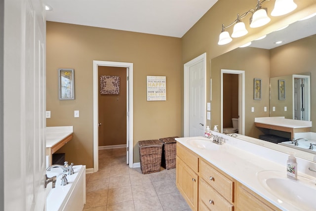 1700 Hosta, Conway, AR 72034 - bathroom featuring double vanity, a garden tub, and tile patterned flooring