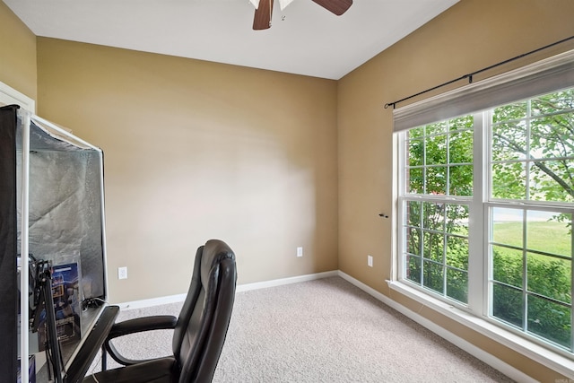 1700 Hosta, Conway, AR 72034 - home office with a ceiling fan, healthy amount of natural light, carpet floors, and a fireplace