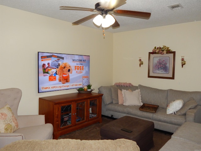 155 N Ridge Rd, Heber Springs, AR 72543 - living area with ceiling fan and a textured ceiling