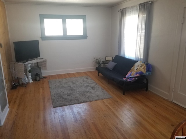 unfurnished living room featuring plenty of natural light and light wood-type flooring