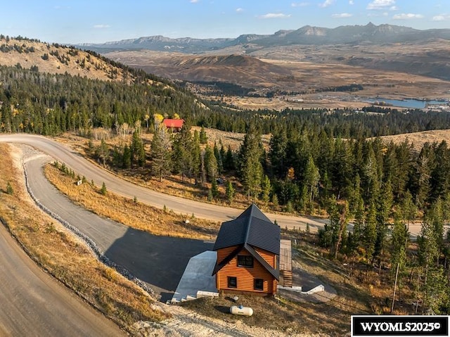 aerial view with a mountain view