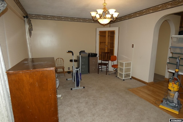 interior space featuring a notable chandelier