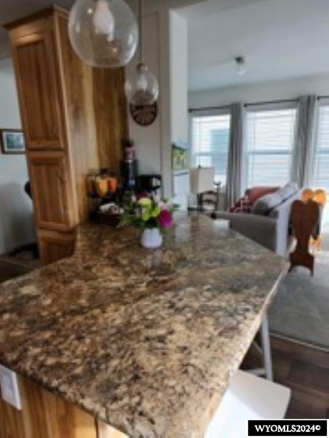 kitchen with stone countertops