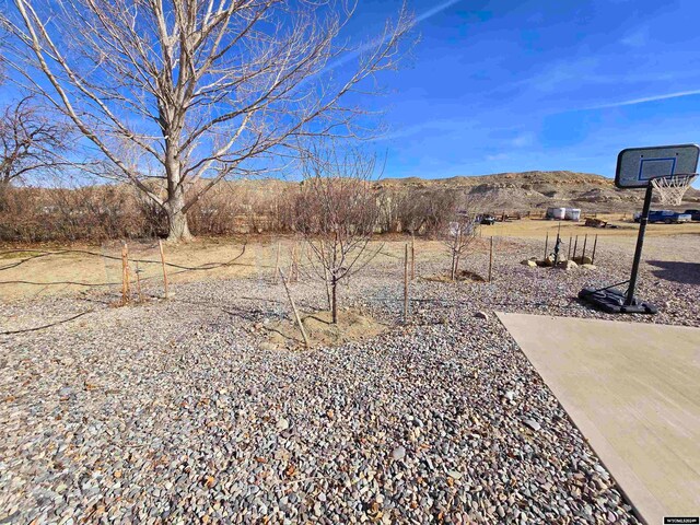 view of yard with a mountain view