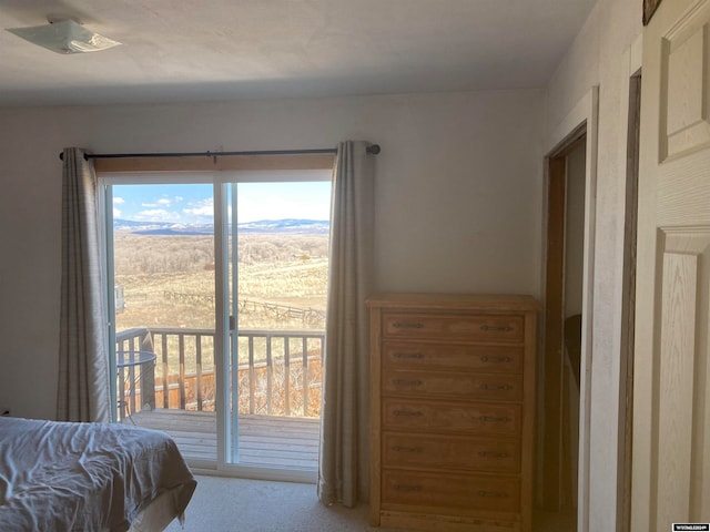 carpeted bedroom featuring access to outside and multiple windows