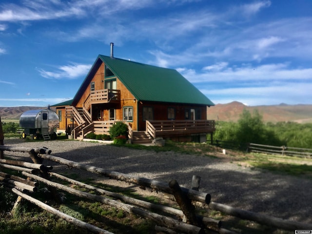 log-style house featuring a mountain view