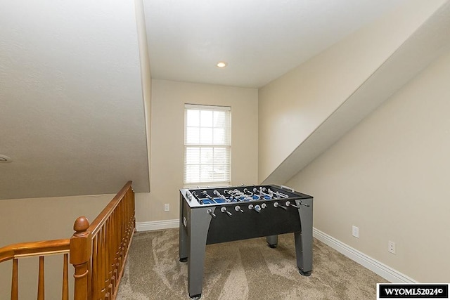 recreation room featuring carpet floors