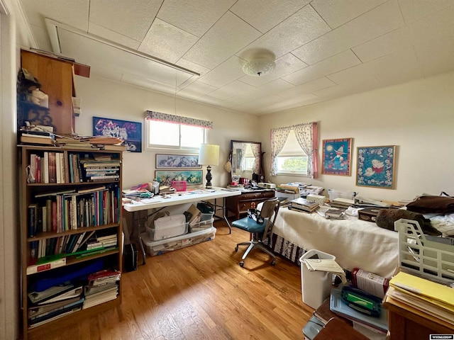 office area with hardwood / wood-style flooring