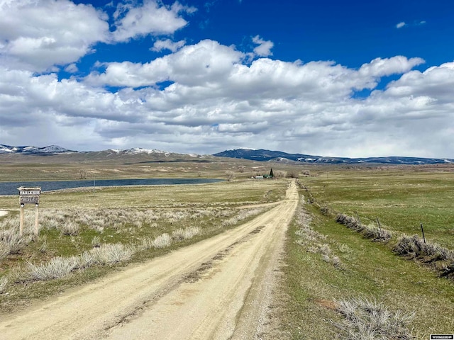 view of road featuring a mountain view and a rural view