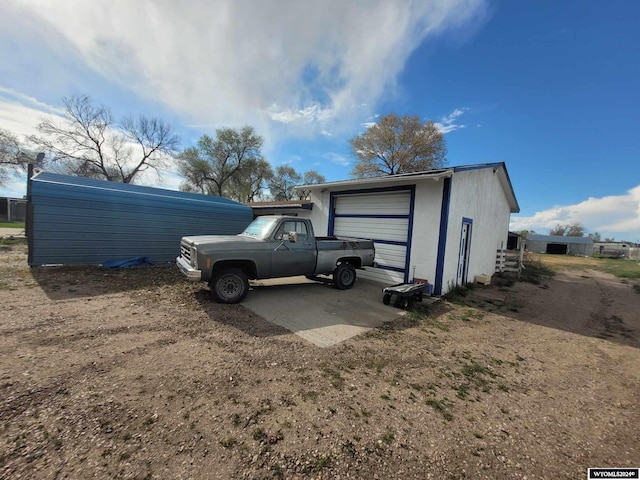 exterior space with a garage