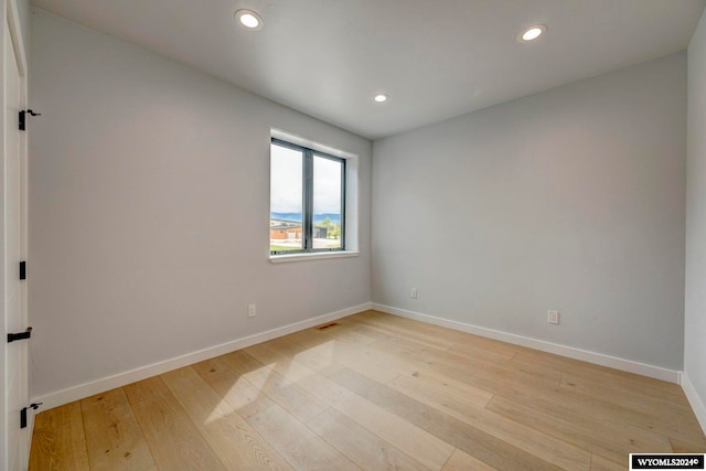 spare room featuring light wood-type flooring