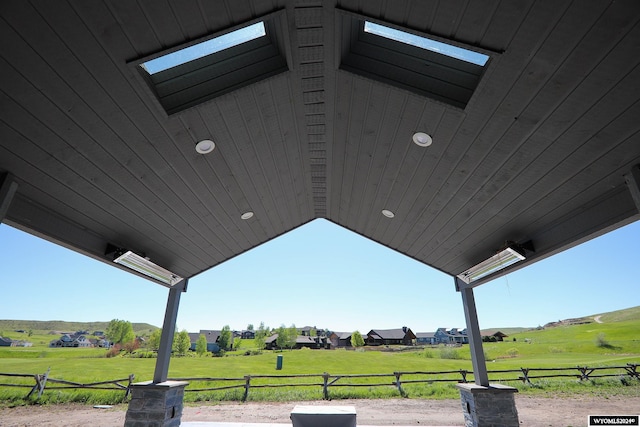 exterior space featuring a skylight