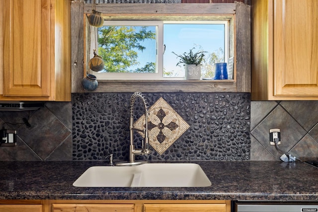 kitchen featuring backsplash, dishwasher, and sink